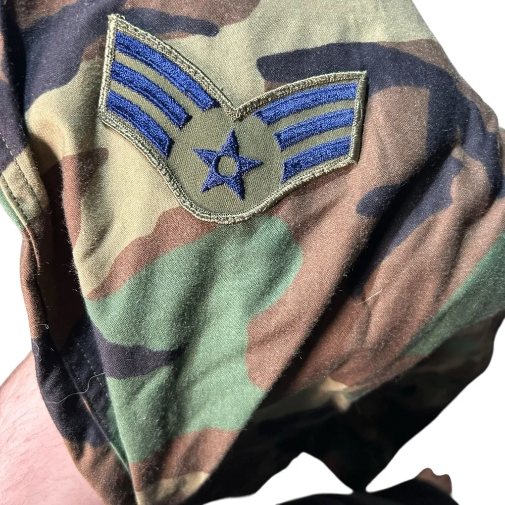 USAF Woodland Camo Field Jacket Extra Large Long Cold Weather Coat - Picture 5 of 5